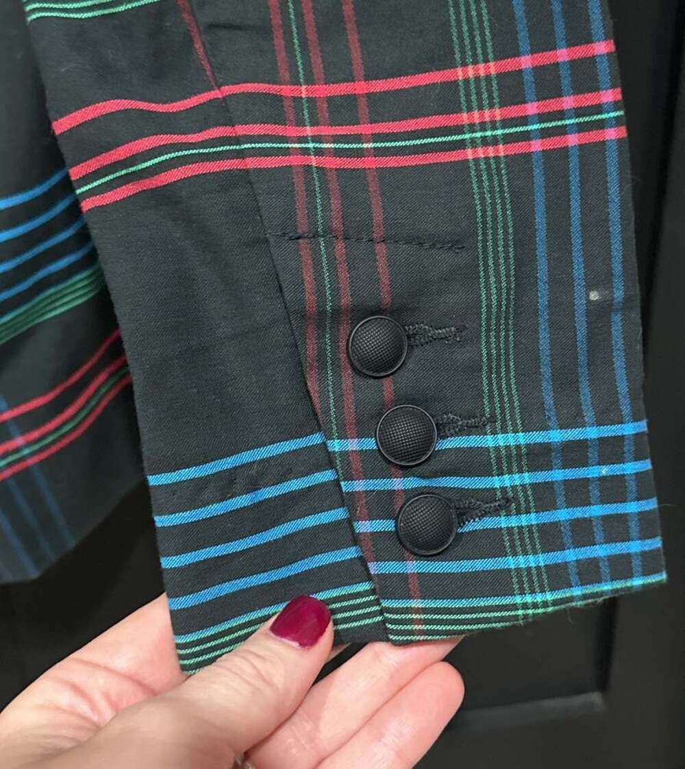 CAbi Holiday One Button Plaid Blazer Style 3850 - Picture 5 of 6